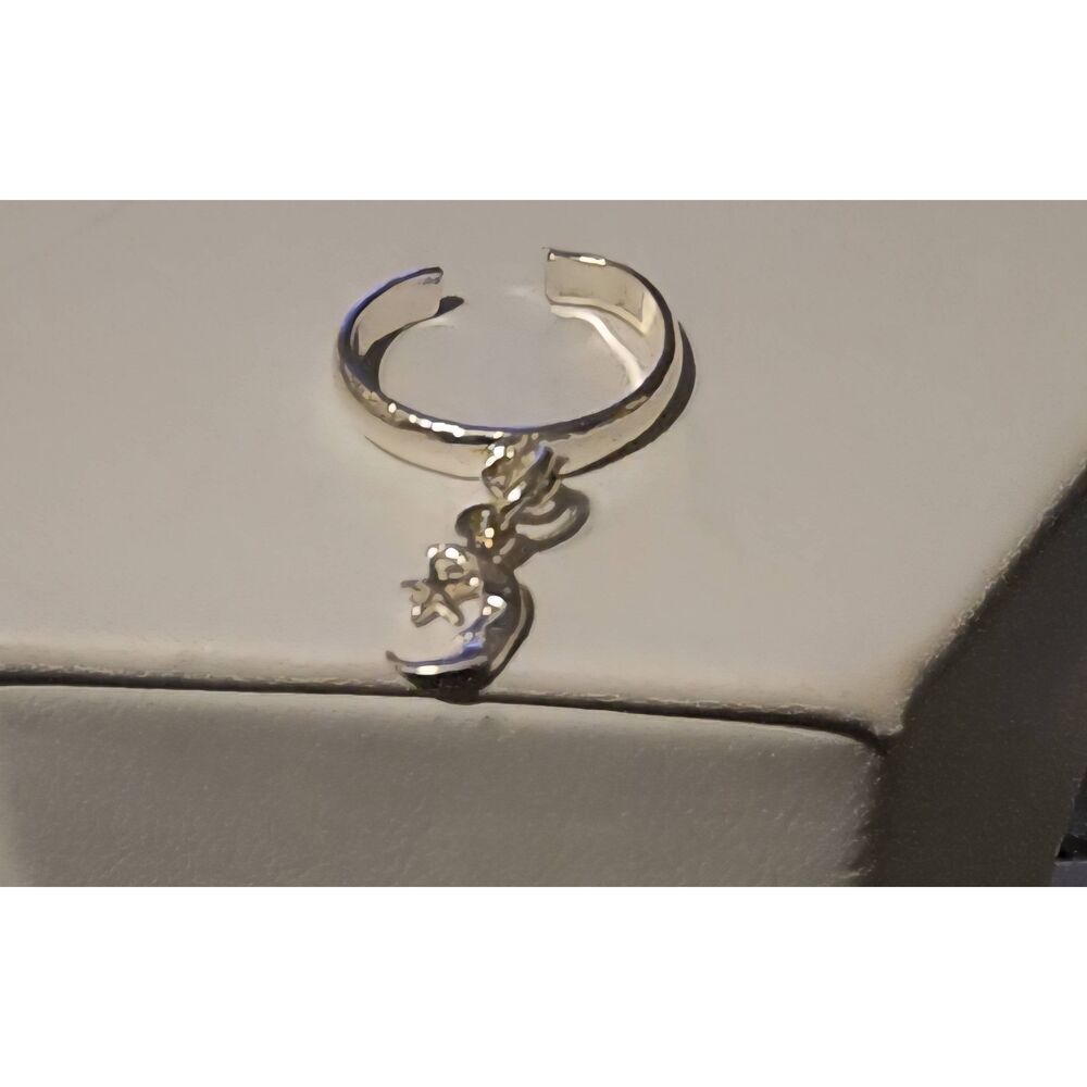 NEW~Super Cute 925 Sterling Silver Dangling Moon & Star Toe Ring